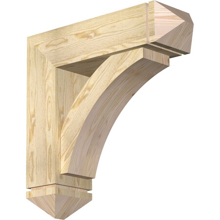 Thorton Arts And Crafts Rough Sawn Bracket W/ Offset Brace, Douglas Fir, 8W X 28D X 28H